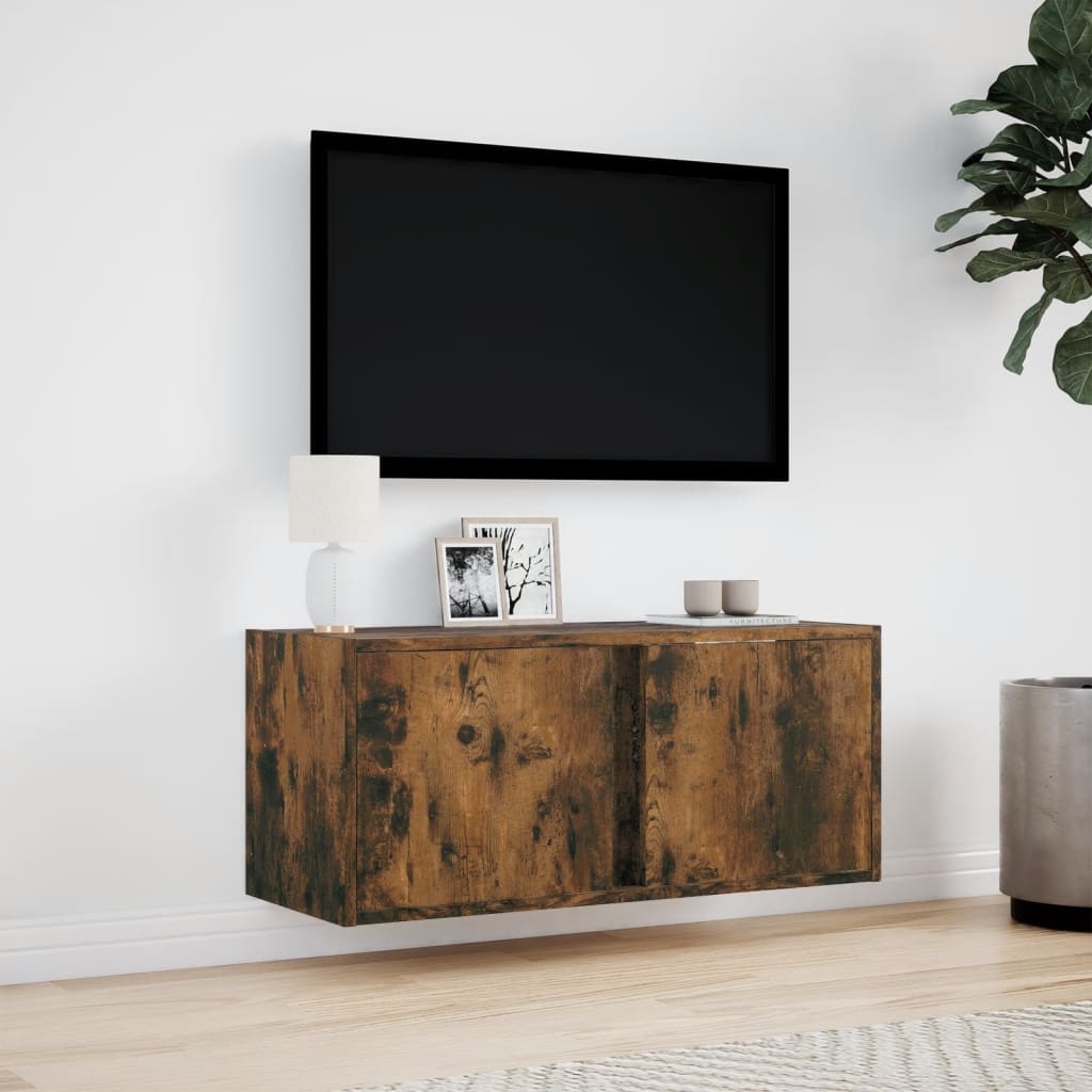 TV-Møbel Røyk Eik Tv-benk med LED 80x31x35 cm