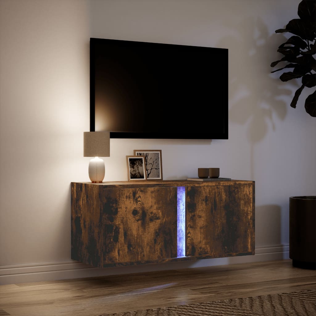 TV-Møbel Røyk Eik Tv-benk med LED 80x31x35 cm