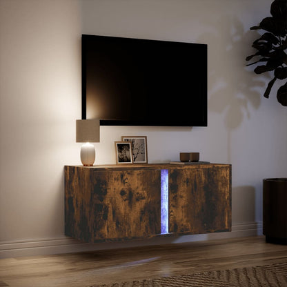 TV-Møbel Røyk Eik Tv-benk med LED 80x31x35 cm