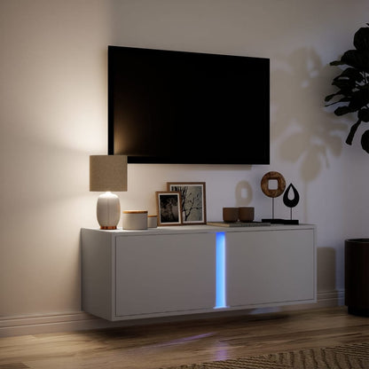 TV-Møbel Hvit Tv-benk med LED 100x31x35 cm