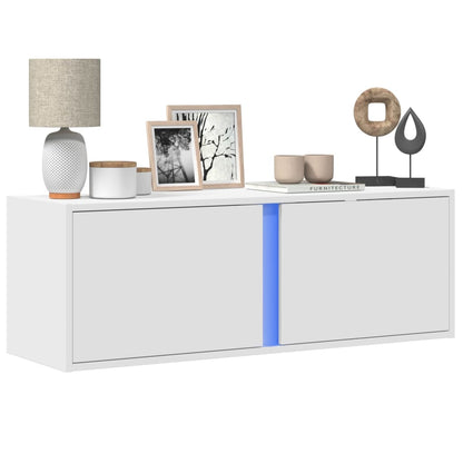 TV-Møbel Hvit Tv-benk med LED 100x31x35 cm
