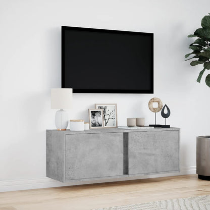 TV-Møbel Betonggrå Tv-benk med LED-lys 100x31x35 cm