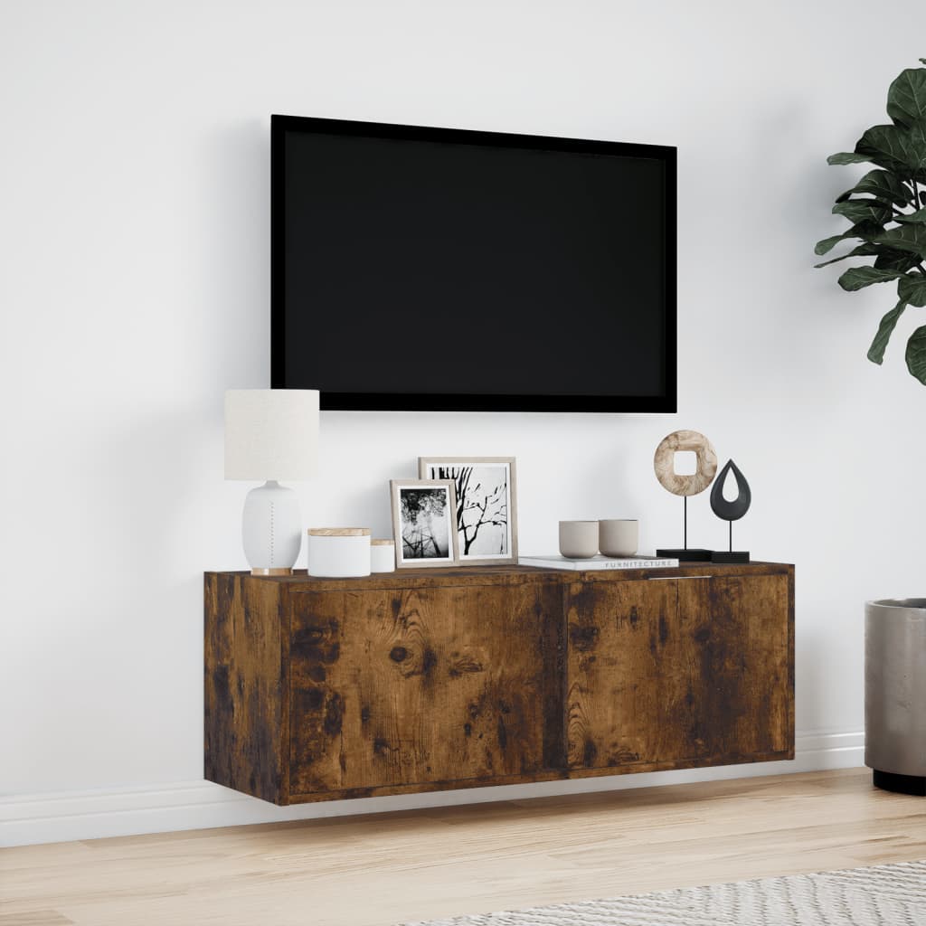 TV-Møbel Røyk Eik Tv-benk med LED 100x31x35 cm