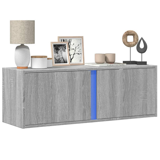 TV-Møbel Sonoma Grå Tv-benk med LED 100x31x35 cm