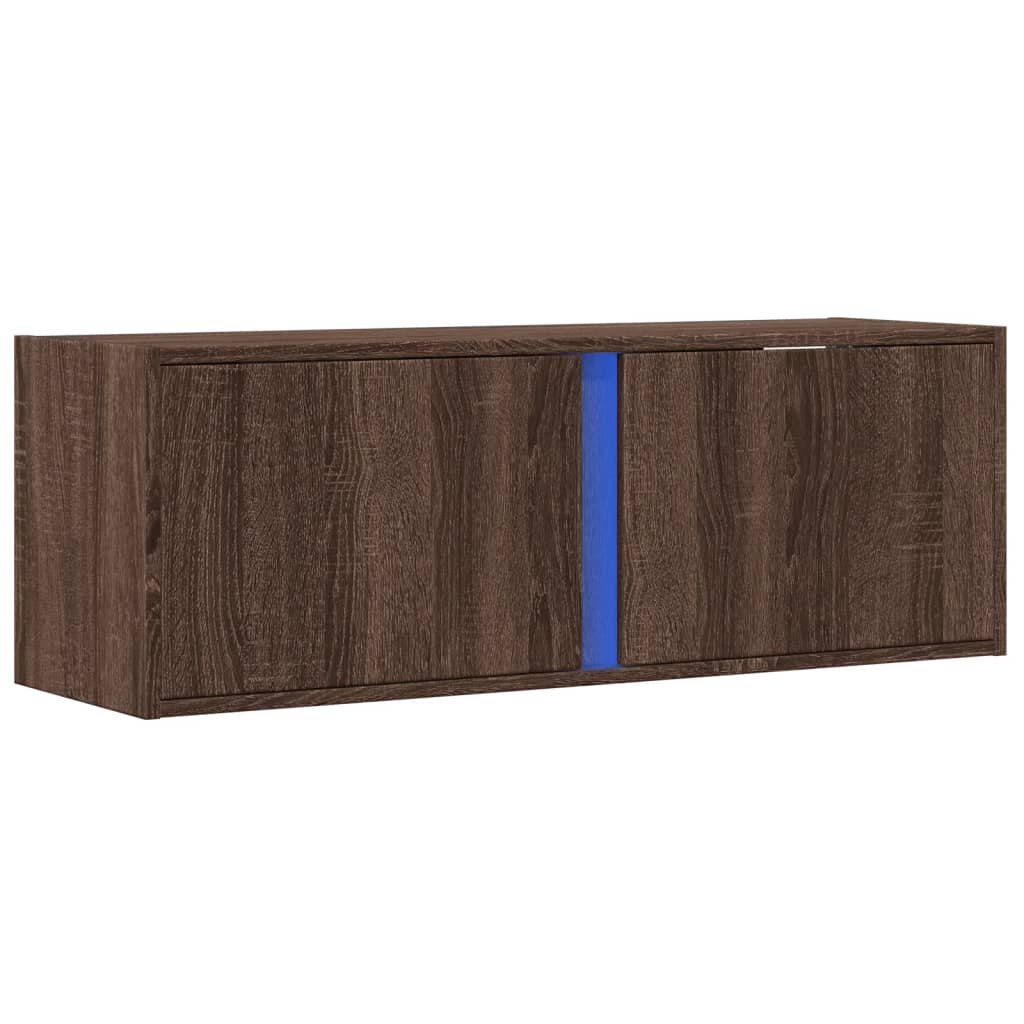 TV-Møbel Brun Eik Tv-Veggskap med LED 100x31x35 cm