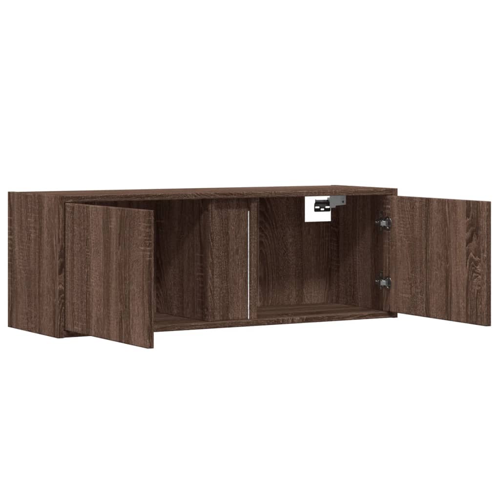 TV-Møbel Brun Eik Tv-Veggskap med LED 100x31x35 cm