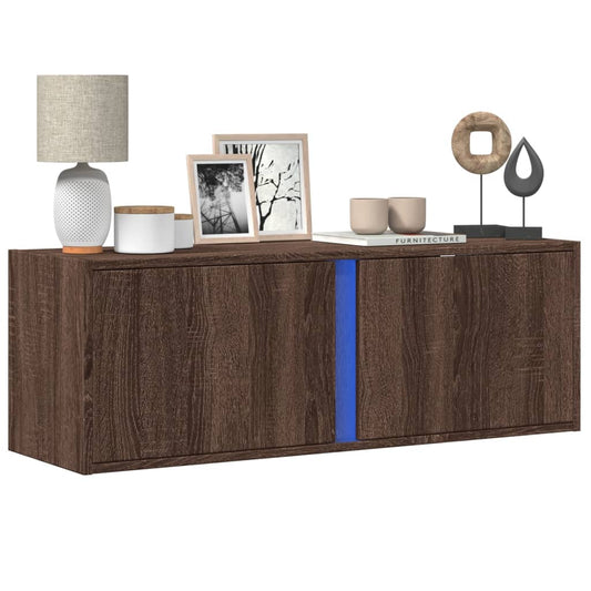 TV-Møbel Brun Eik Tv-Veggskap med LED 100x31x35 cm