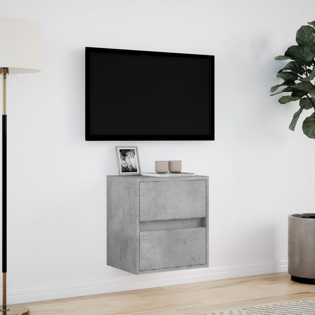 TV-Møbel Betonggrå Tv-benk med LED-lys 41x31x45 cm