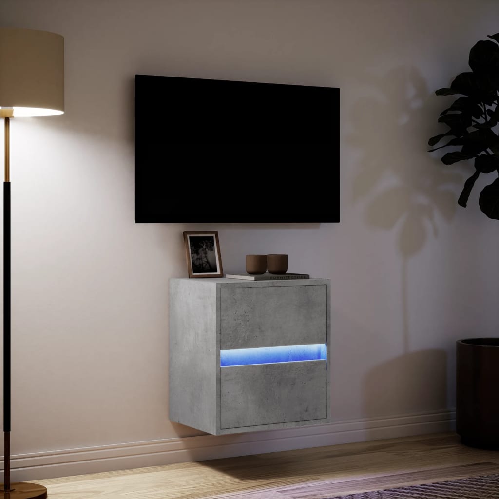 TV-Møbel Betonggrå Tv-benk med LED-lys 41x31x45 cm
