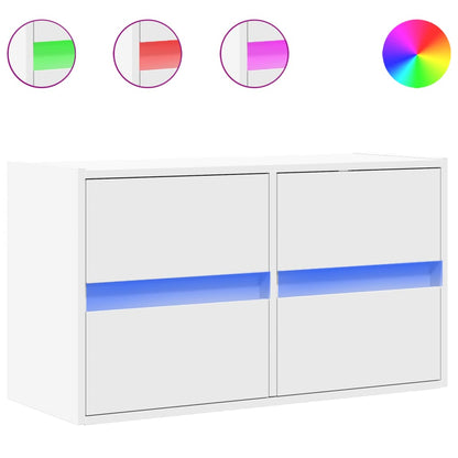 TV-Møbel Hvit TV-benk med LED 80x31x45 cm
