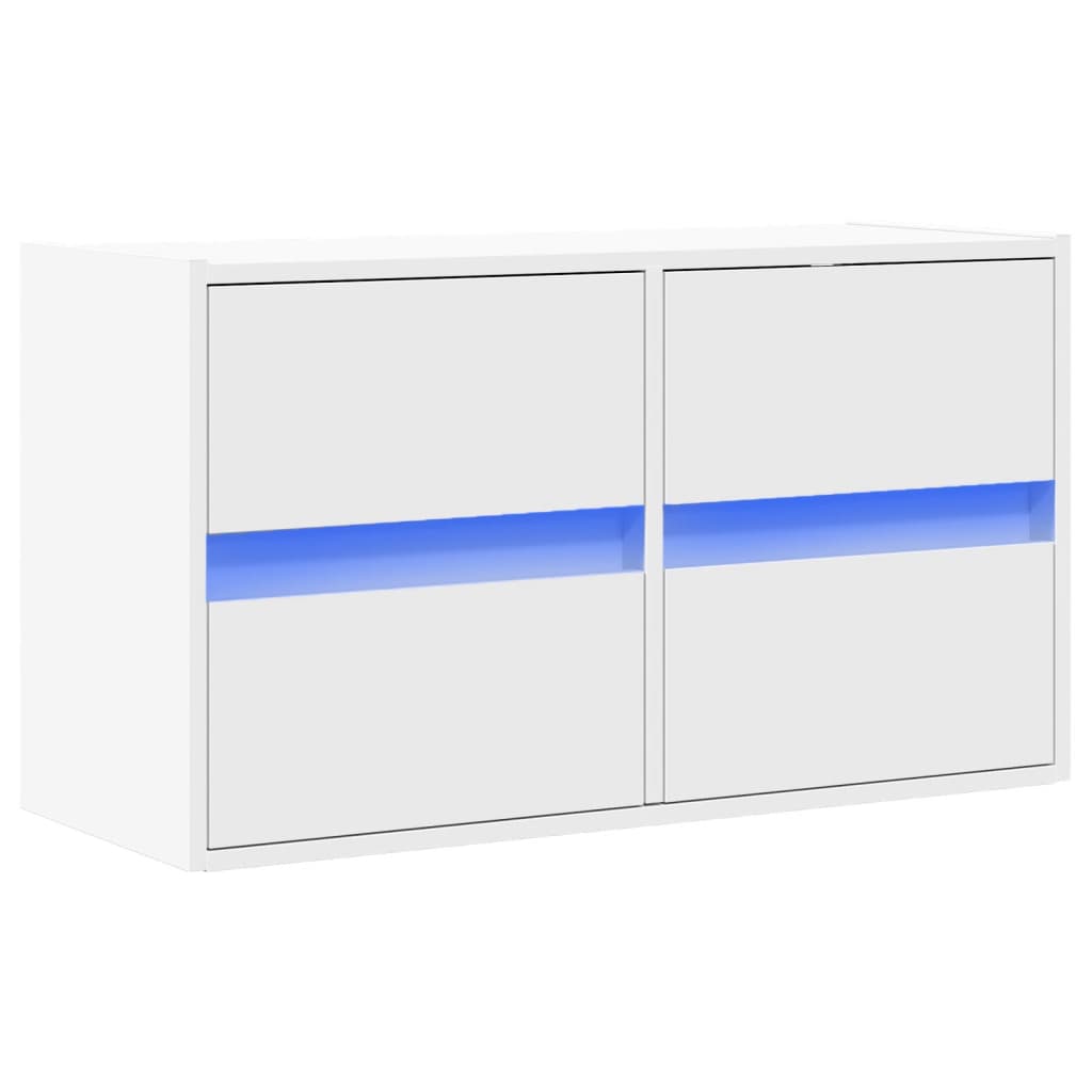 TV-Møbel Hvit TV-benk med LED 80x31x45 cm