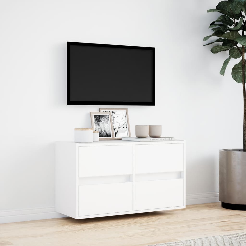 TV-Møbel Hvit TV-benk med LED 80x31x45 cm