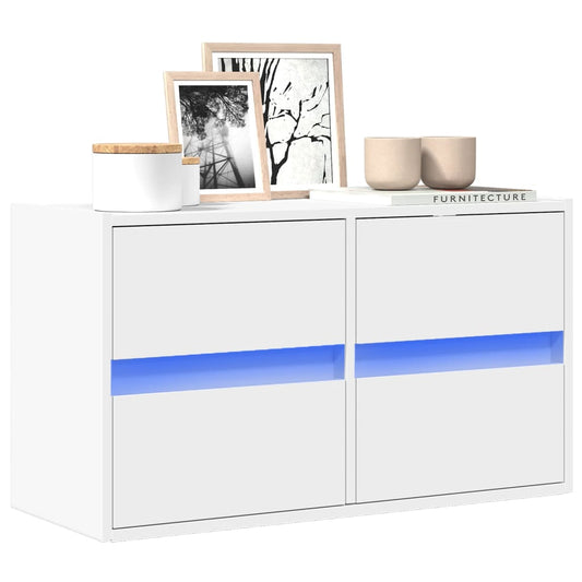 TV-Møbel Hvit TV-benk med LED 80x31x45 cm