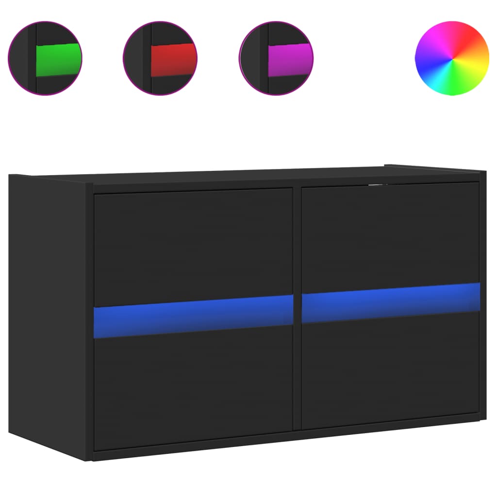 TV-Møbel Svart TV-benk med LED 80x31x45 cm