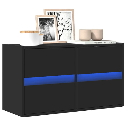 TV-Møbel Svart TV-benk med LED 80x31x45 cm