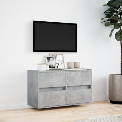 TV-Møbel Betonggrå TV-benk med LED-lys 80x31x45 cm