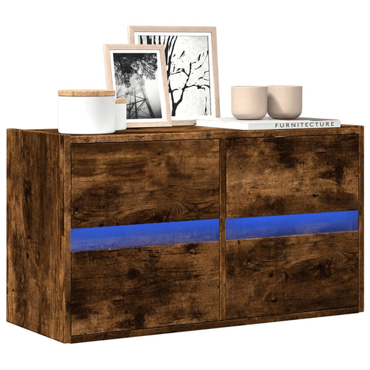 TV-Møbel Røkt EikTV-benk med LED 80x31x45 cm