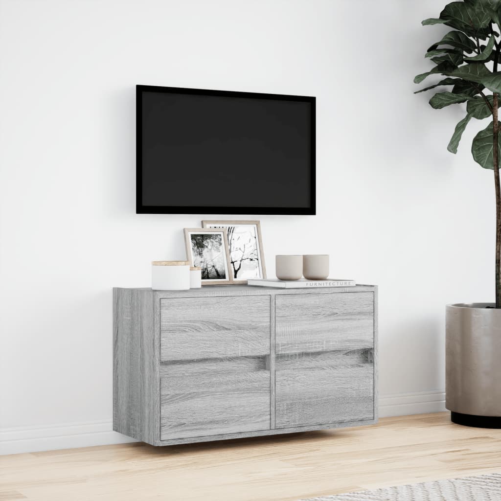 TV-Møbel Sonoma Grå TV-benk med LED 80x31x45 cm