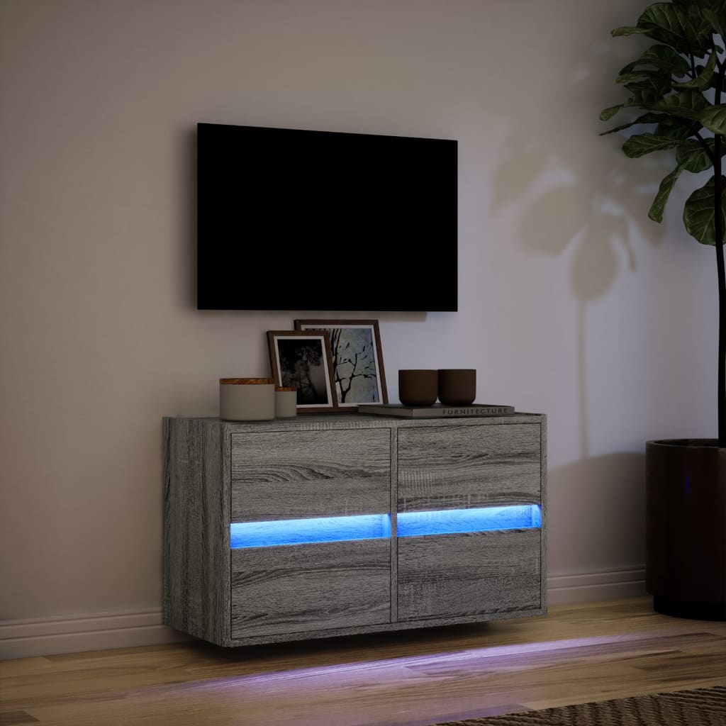 TV-Møbel Sonoma Grå TV-benk med LED 80x31x45 cm