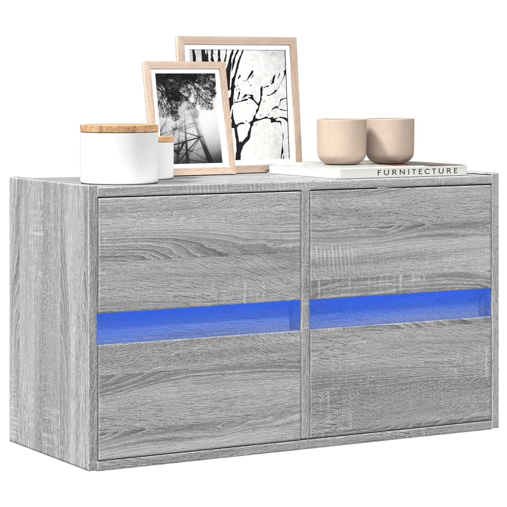 TV-Møbel Sonoma Grå TV-benk med LED 80x31x45 cm