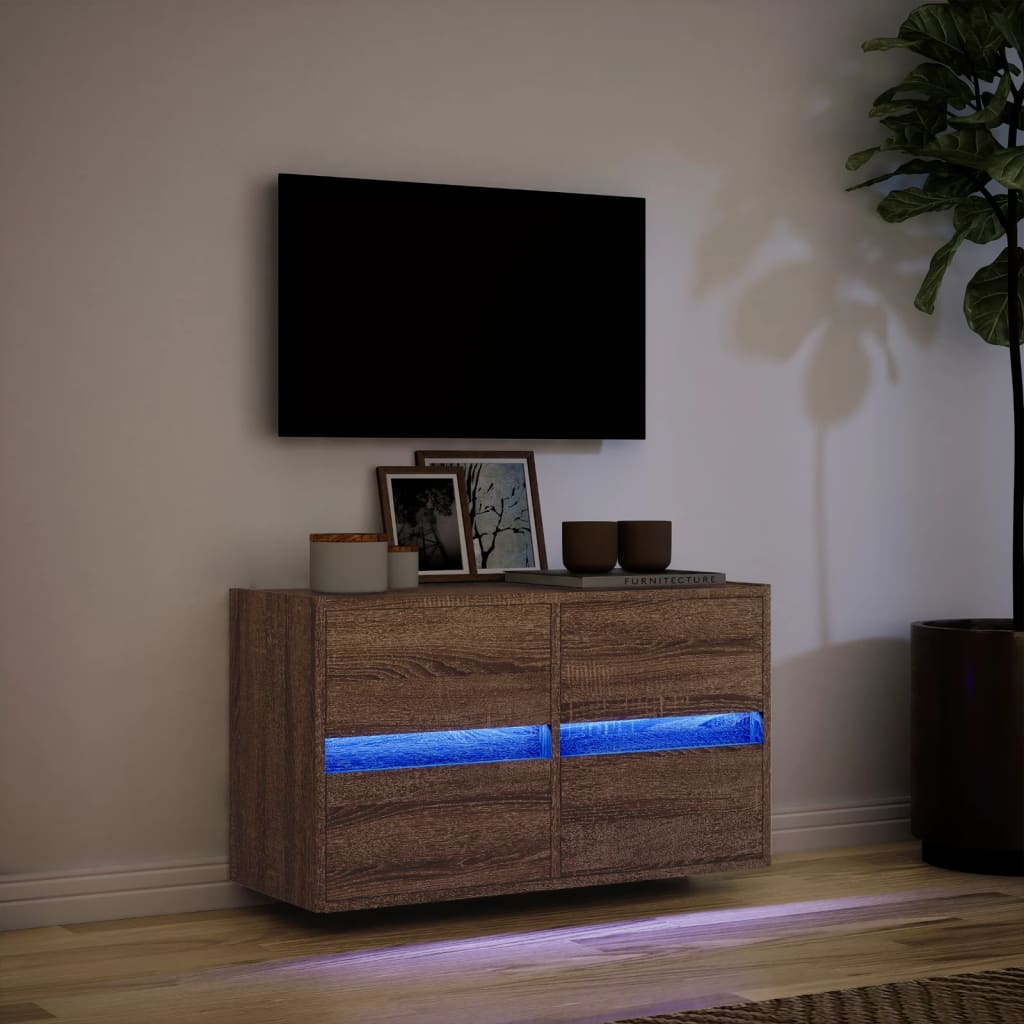 TV-Møbel Brun Eik TV-benk med LED 80x31x45 cm