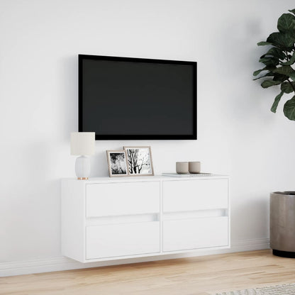 TV-Møbel Hvit TV-benk med LED 100x31x45 cm