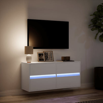 TV-Møbel Hvit TV-benk med LED 100x31x45 cm