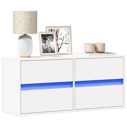 TV-Møbel Hvit TV-benk med LED 100x31x45 cm