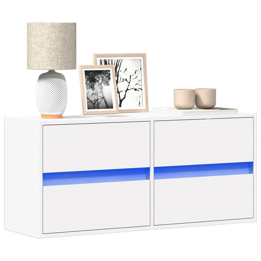 TV-Møbel Hvit TV-benk med LED 100x31x45 cm