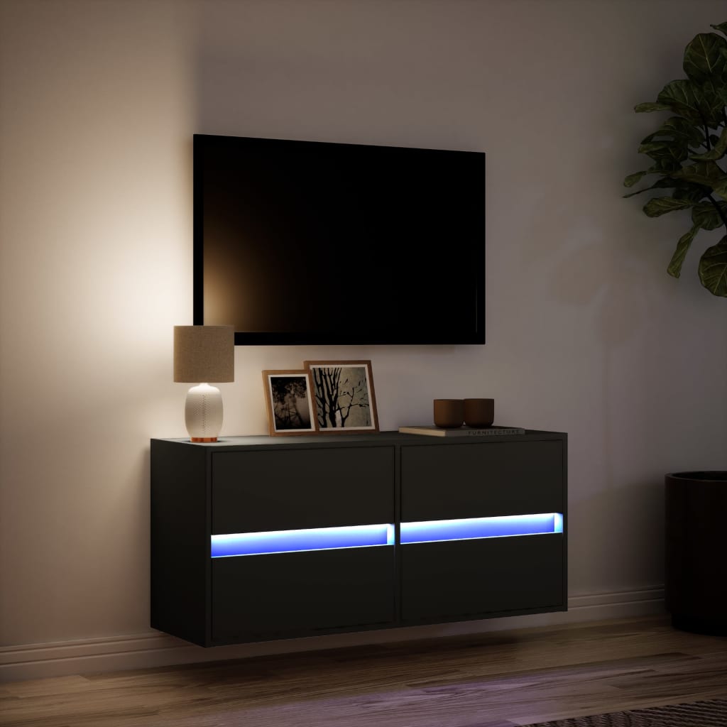 TV-Møbel Svart TV-benk med LED 100x31x45 cm