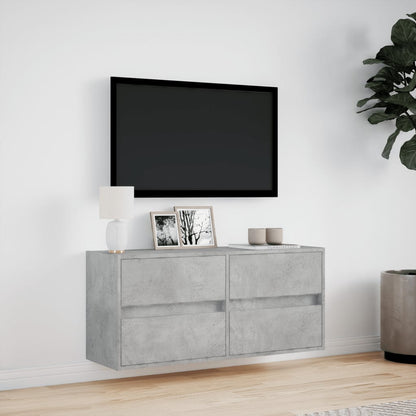TV-Møbel Betonggrå TV-benk med LED-lys 100x31x45 cm