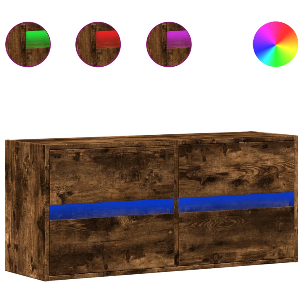 TV-Møbel Røkt EikTV-benk med LED 100x31x45 cm