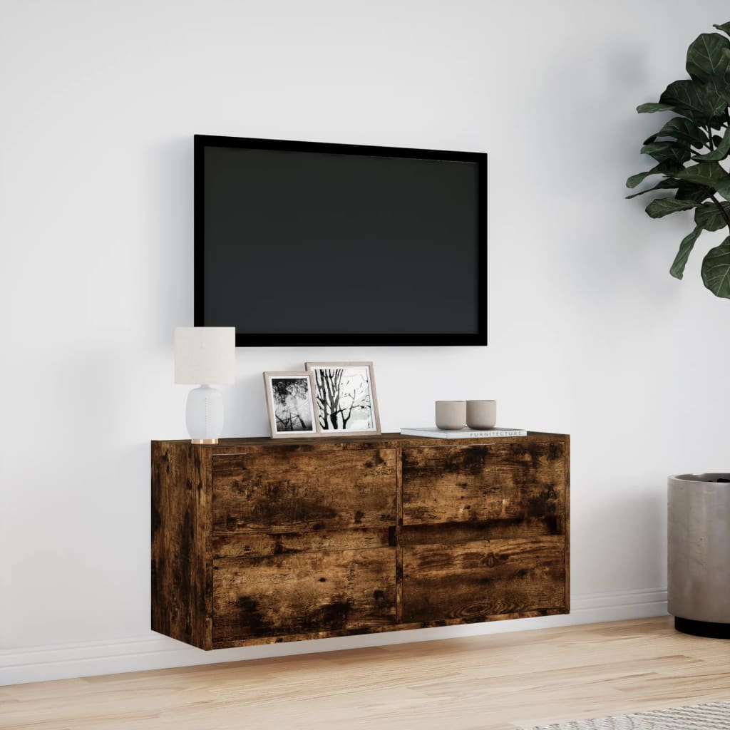 TV-Møbel Røkt EikTV-benk med LED 100x31x45 cm