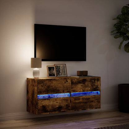 TV-Møbel Røkt EikTV-benk med LED 100x31x45 cm