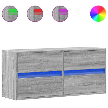 TV-Møbel Sonoma Grå Vegghengt TV-benk med LED 100x31x45 cm