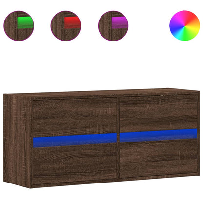 TV-Møbel Brun Eik Vegghengt TV-benk med LED 100x31x45 cm