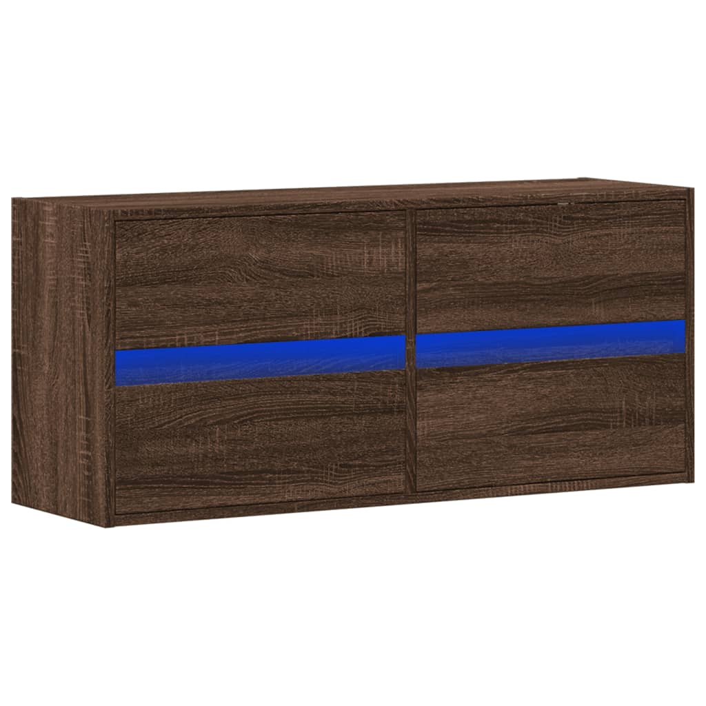 TV-Møbel Brun Eik Vegghengt TV-benk med LED 100x31x45 cm