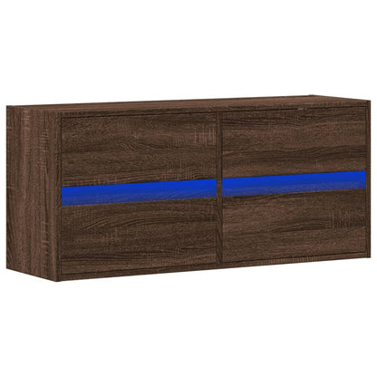 TV-Møbel Brun Eik Vegghengt TV-benk med LED 100x31x45 cm