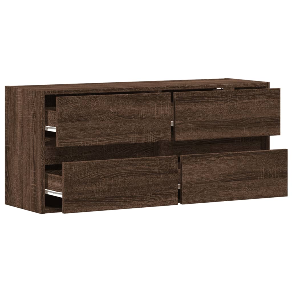 TV-Møbel Brun Eik Vegghengt TV-benk med LED 100x31x45 cm
