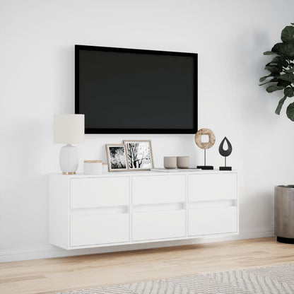TV-Møbel Hvit TV-benk med LED 130x31x45 cm