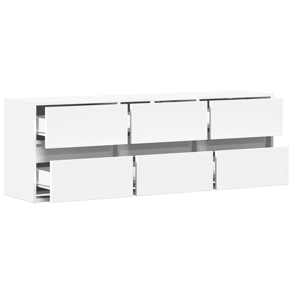 TV-Møbel Hvit TV-benk med LED 130x31x45 cm