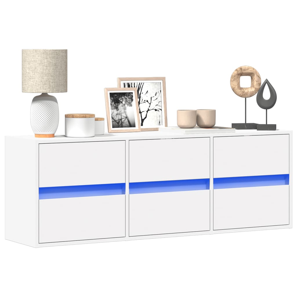 TV-Møbel Hvit TV-benk med LED 130x31x45 cm