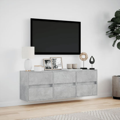 TV-Møbel Betonggrå TV-benk med LED-lys 130x31x45 cm