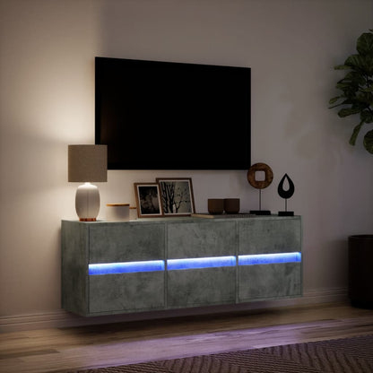 TV-Møbel Betonggrå TV-benk med LED-lys 130x31x45 cm