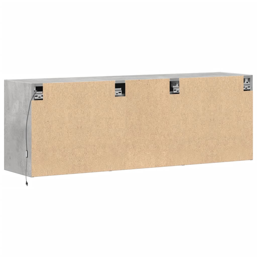 TV-Møbel Betonggrå TV-benk med LED-lys 130x31x45 cm
