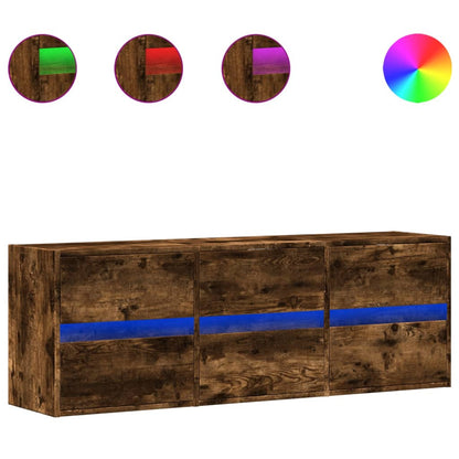 TV-Møbel Røkt Eik Vegghengt TV-benk med LED 130x31x45 cm