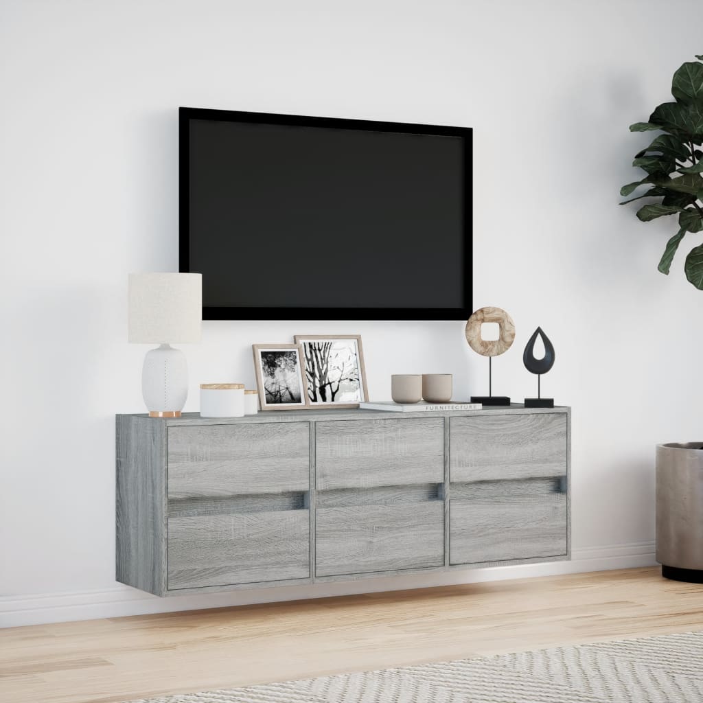 TV-Møbel Sonoma Grå TV-benk med LED 130x31x45 cm