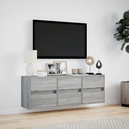 TV-Møbel Sonoma Grå TV-benk med LED 130x31x45 cm