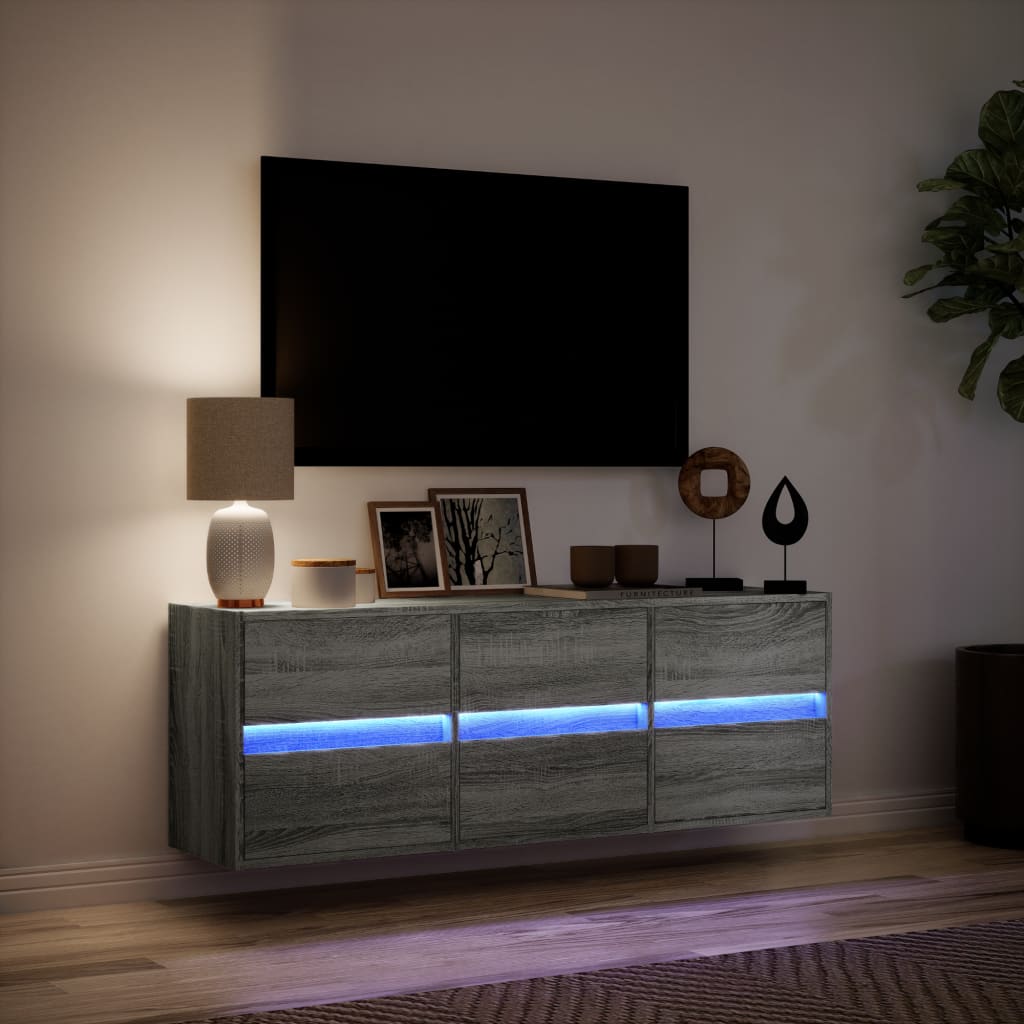 TV-Møbel Sonoma Grå TV-benk med LED 130x31x45 cm