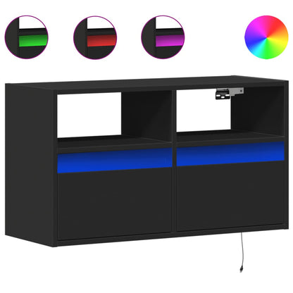 TV-Møbel Svart Tv-benk med LED 80x31x45 cm